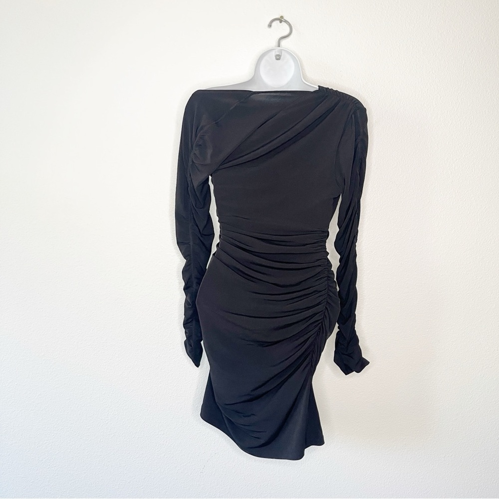 Hervé Léger Ruched Jersey Asymmetric Mini Dress Jersey Long Sleeve Small NEW - Picture 5 of 8